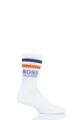 Mens 1 Pair Hugo Boss Combed Cotton Ribbed Sports Socks - White
