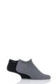 Mens 2 Pair Hugo Boss Plain Cotton Trainer Socks - Black / Grey