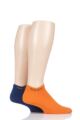 Mens 2 Pair Hugo Boss Plain Cotton Trainer Socks - Blue / Orange
