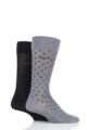 Mens 2 Pair BOSS Diamond and Plain Mercerized Cotton Socks - Medium Grey