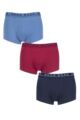 Mens 3 Pack BOSS Plain Cotton Stretch Trunks - Blue / Red