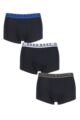 Mens 3 Pack BOSS Plain Cotton Stretch Trunks - Black Mix