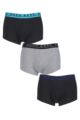 Mens 3 Pack BOSS Plain Cotton Stretch Trunks - Black / Grey Mix