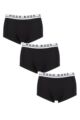 Mens 3 Pack BOSS Plain Cotton Stretch Trunks - Black Logo