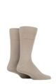 Mens 2 Pair BOSS Plain Cotton Socks - Medium Beige
