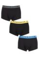 Mens 3 Pack BOSS Cotton Contrast Waistband Boxer Trunks - Black Contrast