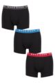 Mens 3 Pack BOSS Plain Cotton Stretch Longer Leg Boxer Briefs - Blue / Red