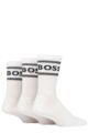 Mens 3 Pair BOSS Ribbed Cotton Short Socks - White