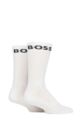 Mens 2 Pair BOSS Ribbed Cotton Sports Socks - White