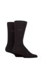 Mens 2 Pair BOSS Soft Cotton Plain Socks - Black