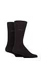 Mens 2 Pair BOSS Soft Cotton Plain Socks - Black