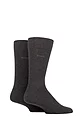 Mens 2 Pair BOSS Soft Cotton Plain Socks - Charcoal