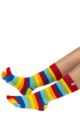 Mens and Women's 1 Pair TOETOE Essential Stripe Mid Calf Toe Socks - Rainbow