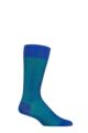 Mens 1 Pair Pantherella Santos Shadow Rib Cotton Lisle Socks - Ultramarine / Emerald
