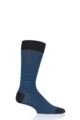 Mens 1 Pair Pantherella Farringdon Classic Stripe Cotton Lisle Socks - Black / Dark Turquoise