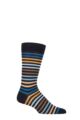 Mens 1 Pair Pantherella Kilburn Striped Cotton Lisle Socks - Navy / Turquoise