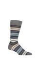 Mens 1 Pair Pantherella Kilburn Striped Cotton Lisle Socks - Mid Grey