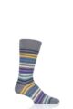 Mens 1 Pair Pantherella Kilburn Striped Cotton Lisle Socks - Mid Grey Multi