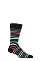 Mens 1 Pair Pantherella Kilburn Striped Cotton Lisle Socks - Navy