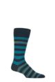 Mens 1 Pair Pantherella Rubra Block Stripe Organic Cotton Socks - Dark Petrol