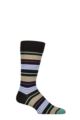 Mens 1 Pair Pantherella Wyatt Multi Stripe Cotton Socks - Black