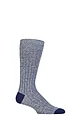 Mens 1 Pair Pantherella Hamada Cotton and Linen Blend Socks - Indigo
