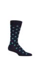 Mens 1 Pair Pantherella Helianthus Merino Wool All Overs Spots Socks - Navy