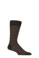 Mens 1 Pair Pantherella Worthington Striped Merino Wool Socks - Chocolate