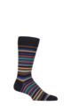 Mens 1 Pair Pantherella Quakers Merino Wool Striped Socks - Navy / Brown