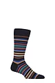 Mens 1 Pair Pantherella Quakers Merino Wool Striped Socks - Navy / Brown