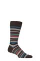 Mens 1 Pair Pantherella Quakers Merino Wool Striped Socks - Chocolate / Red