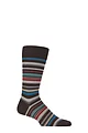 Mens 1 Pair Pantherella Quakers Merino Wool Striped Socks - Chocolate / Red