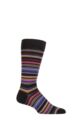 Mens 1 Pair Pantherella Quakers Merino Wool Striped Socks - Black