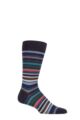 Mens 1 Pair Pantherella Quakers Merino Wool Striped Socks - Navy