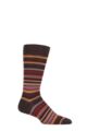 Mens 1 Pair Pantherella Quakers Merino Wool Striped Socks - Chocolate