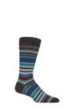 Mens 1 Pair Pantherella Quakers Merino Wool Striped Socks - Charcoal