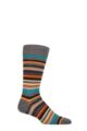 Mens 1 Pair Pantherella Quakers Merino Wool Striped Socks - Mid Grey Mix