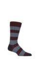 Mens 1 Pair Pantherella Fairford Leisure Weight Merino Wool Striped Socks - Maroon
