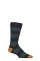 Mens 1 Pair Pantherella Fairford Leisure Weight Merino Wool Striped Socks - Navy
