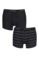 Mens 2 Pair Puma Plain and Striped Cotton Boxer Shorts - Black