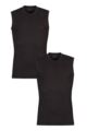 Mens 2 Pack Falke Daily Comfort Cotton Muscle Shirt - Black