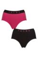 Women's 2 Pack Falke Daily Comfort Cotton Hipster Briefs - Pink and Black