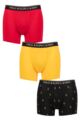 Mens 3 Pair Ralph Lauren Stretch Cotton Boxer Briefs - Red / Gold / Black