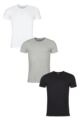 Mens 3 Pack Ralph Lauren Plain Cotton Stretch Crew Neck T-shirts - Black / Grey / White
