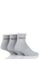 Mens and Ladies 3 Pair Head Short Crew Cushioned Sports Socks - Grey