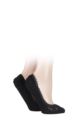 Women's 2 Pair Elle Lacy and Plain Fashion Shoe Liners - Black