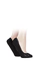 Women's 2 Pair Elle Lacy and Plain Fashion Shoe Liners - Black
