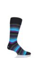 Mens 1 Pair Corgi Classic Multi Stripe Lightweight Cotton Socks - Black