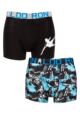 Boys 2 Pack CR7 Cotton Boxer Shorts - Solid Black/Print