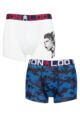 Boys 2 Pack CR7 Cotton Boxer Shorts - Solid White/Print